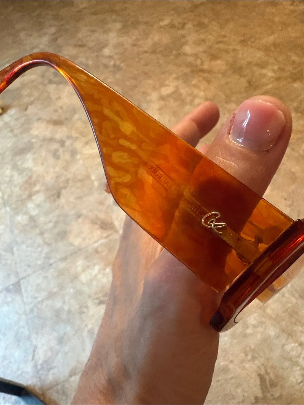 CHRISTIAN LACROIX RetroTransparent Amber Rectangular Women's Glasses
